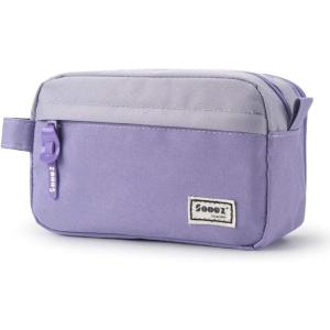 imageSooez Original High Capacity Pencil Case Big Pencil Bag Pouch Box Organizer Pen Case Portable Journaling Supplies with Easy Grip Handle ampamp Loop Aesthetic Supply for Girls Adults Mint GreenPurple