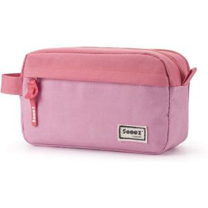 imageSooez Original High Capacity Pencil Case Big Pencil Bag Pouch Box Organizer Pen Case Portable Journaling Supplies with Easy Grip Handle ampamp Loop Aesthetic Supply for Girls Adults Mint GreenPink