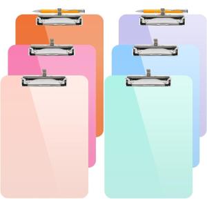 imageSooez Plastic Clipboard with Pen Holder 10 Thicker Clip Boards 85x11 with Low Profile Clip Cute Hanging Clipboard Standard Letter Size A4 for Women Kid Teacher Office ampamp School Supplies BlackColored