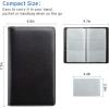 imageSooez Leather Professional Business Card Book Holder Organizer 240 Capacity Credit Card Booklet PU Name Cards Holder Storage File for Men Women BlackBlack