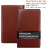 imageSooez Leather Professional Business Card Book Holder Organizer 240 Capacity Credit Card Booklet PU Name Cards Holder Storage File for Men Women BlackBrown
