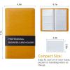 imageSooez Leather Professional Business Card Book Holder Organizer 240 Capacity Credit Card Booklet PU Name Cards Holder Storage File for Men Women BlackOrange