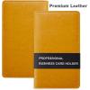 imageSooez Leather Professional Business Card Book Holder Organizer 240 Capacity Credit Card Booklet PU Name Cards Holder Storage File for Men Women BlackOrange