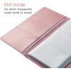 imageSooez Leather Professional Business Card Book Holder Organizer 240 Capacity Credit Card Booklet PU Name Cards Holder Storage File for Men Women BlackPink