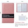 imageSooez Leather Professional Business Card Book Holder Organizer 240 Capacity Credit Card Booklet PU Name Cards Holder Storage File for Men Women BlackPink