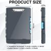 imageSooez Original Clipboard with 2 Storage ampamp Pen Holder Heavy Duty Clip Boards 85x11 with Dual Storage Clearview Dry Erase Coach Clipboard with Real Hinge High Capacity School ampamp Office SuppliesGray  Blue
