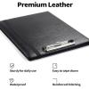 imageSooez Premium PU Leather Padfolio Clipboard with Notepad Letter Size BlackTurquoise