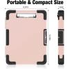 imageSooez Toughest Clipboard with Storage Internal Pen Pouch Included Letter A4 Size Shockproof Heavy Duty Plastic Clip Boards 85x11 High Capacity Clipboards Box Case for Contractor Trucker DriverLight Pink