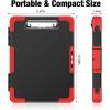 imageSooez Toughest Clipboard with Storage Internal Pen Pouch Included Letter A4 Size Shockproof Heavy Duty Plastic Clip Boards 85x11 High Capacity Clipboards Box Case for Contractor Trucker DriverBlack  Red Corner