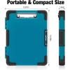 imageSooez Toughest Clipboard with Storage Internal Pen Pouch Included Letter A4 Size Shockproof Heavy Duty Plastic Clip Boards 85x11 High Capacity Clipboards Box Case for Contractor Trucker DriverGrey Blue