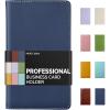 imageSooez Leather Professional Business Card Book Holder Organizer 240 Capacity Credit Card Booklet PU Name Cards Holder Storage File for Men Women BlackBlue