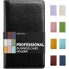 imageSooez Leather Professional Business Card Book Holder Organizer 240 Capacity Credit Card Booklet PU Name Cards Holder Storage File for Men Women BlackBlack