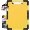 imageSooez Toughest Clipboard with Storage Internal Pen Pouch Included Letter A4 Size Shockproof Heavy Duty Plastic Clip Boards 85x11 High Capacity Clipboards Box Case for Contractor Trucker DriverYellow  Black Corner
