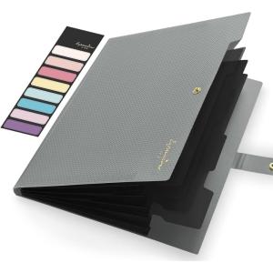 imageSooez Accordion File Organizer Letter Size Expanding File Folder with Labels 5 Pocket Folders for Documents Portable Paper Bill Receipt Organizer for Home School Office Supplies BlackGrey