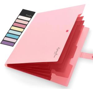 imageSooez Accordion File Organizer Letter Size Expanding File Folder with Labels 5 Pocket Folders for Documents Portable Paper Bill Receipt Organizer for Home School Office Supplies BlackPink