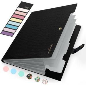 imageSooez Accordion File Organizer Letter Size Expanding File Folder with Labels 5 Pocket Folders for Documents Portable Paper Bill Receipt Organizer for Home School Office Supplies BlackBlack