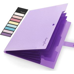 imageSooez Accordion File Organizer Letter Size Expanding File Folder with Labels 5 Pocket Folders for Documents Portable Paper Bill Receipt Organizer for Home School Office Supplies BlackPurple
