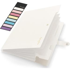 imageSooez Accordion File Organizer Letter Size Expanding File Folder with Labels 5 Pocket Folders for Documents Portable Paper Bill Receipt Organizer for Home School Office Supplies BlackOff White