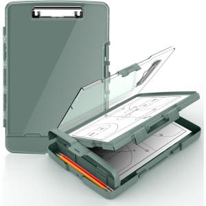 imageSooez Original Clipboard with 2 Storage ampamp Pen Holder Heavy Duty Clip Boards 85x11 with Dual Storage Clearview Dry Erase Coach Clipboard with Real Hinge High Capacity School ampamp Office SuppliesGreen