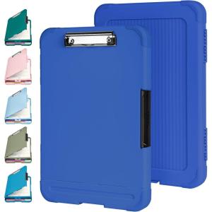 imageSooez Reinforced Clipboard with Storage Inner Plastic Folder Attached Heavy Duty Plastic Clip Boards 85x11 with Pen Holder High Capacity Nursing Clipboard for Teacher Office Home Letter  A4 SizeNavy Blue