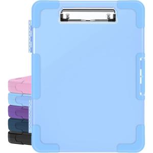 imageSooez Toughest Clipboard with Storage Internal Pen Pouch Included Letter A4 Size Shockproof Heavy Duty Plastic Clip Boards 85x11 High Capacity Clipboards Box Case for Contractor Trucker DriverSky Blue