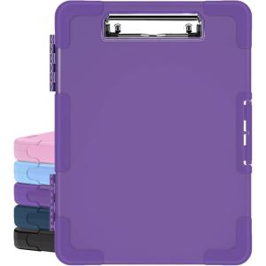 imageSooez Toughest Clipboard with Storage Internal Pen Pouch Included Letter A4 Size Shockproof Heavy Duty Plastic Clip Boards 85x11 High Capacity Clipboards Box Case for Contractor Trucker DriverDark Purple