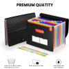 imageSooez Accordion File Organizer 13 Pockets Expanding File Folder Portable Monthly Paper Bill Tax Receipt Organizer Letter A4 Size Document Holder with Blank Labels Black