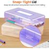 imageSooez Pencil Box with Personalized Sticker Large Hard Pencil Case Organizer Clear Plastic Crayon Box for Girls and Boys Colored Marker Organizer Small Plastic ContainersBins with Lids Art Supply