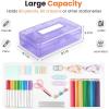 imageSooez Pencil Box with Personalized Sticker Large Hard Pencil Case Organizer Clear Plastic Crayon Box for Girls and Boys Colored Marker Organizer Small Plastic ContainersBins with Lids Art Supply
