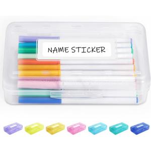 imageSooez Pencil Box with Personalized Sticker Large Hard Pencil Case Organizer Clear Plastic Crayon Box for Girls and Boys Colored Marker Organizer Small Plastic ContainersBins with Lids Art Supply