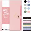 imageSooez Aesthetic 8 Pocket Accordion File Organizer Pastels Expanding File Folder for Important Document with Labels Portable Receipt Bill Organizer for Office School Supplies Letter Size Olive GreenPink