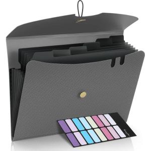 imageSooez 7 Pocket Expanding File Folder Premium Accordion File Organizer Letter Size Folders for Documents Sleek Filing Folders with Bungee Closure Portable Folders for School Office Supplies GreenGrey