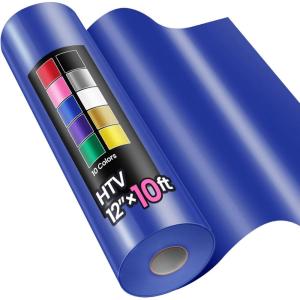 image12quot x 10ft Heat Transfer Vinyl HTV Rolls Black Sooez HTV Vinyl for TShirt Iron on Vinyl Easy to Cut ampamp Weed for DIY Heat Vinyls DesignBlue