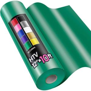 image12quot x 10ft Heat Transfer Vinyl HTV Rolls Black Sooez HTV Vinyl for TShirt Iron on Vinyl Easy to Cut ampamp Weed for DIY Heat Vinyls DesignGreen