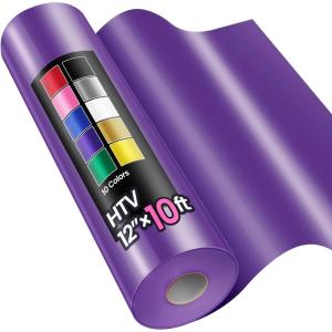 image12quot x 10ft Heat Transfer Vinyl HTV Rolls Black Sooez HTV Vinyl for TShirt Iron on Vinyl Easy to Cut ampamp Weed for DIY Heat Vinyls DesignPurple