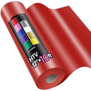 image12quot x 10ft Heat Transfer Vinyl HTV Rolls Black Sooez HTV Vinyl for TShirt Iron on Vinyl Easy to Cut ampamp Weed for DIY Heat Vinyls DesignRed