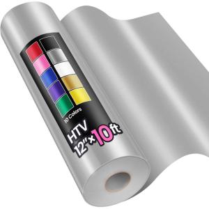 image12quot x 10ft Heat Transfer Vinyl HTV Rolls Black Sooez HTV Vinyl for TShirt Iron on Vinyl Easy to Cut ampamp Weed for DIY Heat Vinyls DesignSilver2