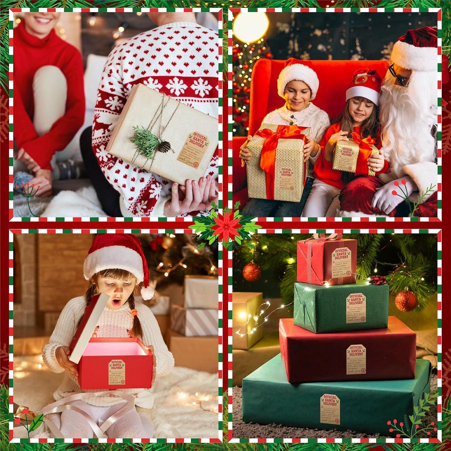 imageSooez 120pcs Tags Natural Kraft Labels Stickers for Presents 2quot x 3quot Self Adhesive From Santa Gift Tags North Pole Approved Wrapping Paper