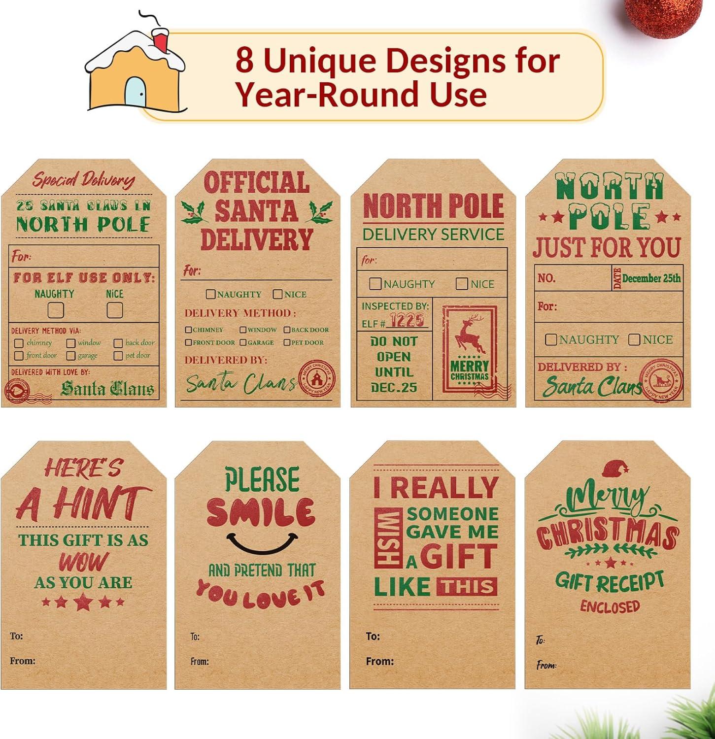 imageSooez 120pcs Tags Natural Kraft Labels Stickers for Presents 2quot x 3quot Self Adhesive From Santa Gift Tags North Pole Approved Wrapping Paper