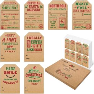 imageSooez 120pcs Tags Natural Kraft Labels Stickers for Presents 2quot x 3quot Self Adhesive From Santa Gift Tags North Pole Approved Wrapping Paper