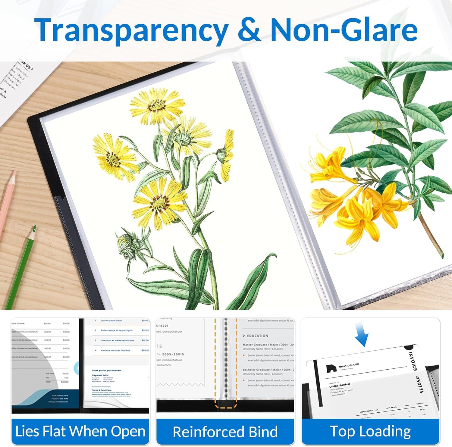 imageSooez Art Portfolio 9quotx12quot 72 Pockets Large Portfolio Folder Display 144 Pages Heavy Duty Binder with Plastic SleevesampampElastic Band Presentation Book with Clear Sheet Protector for Artwork OrganizerBlue