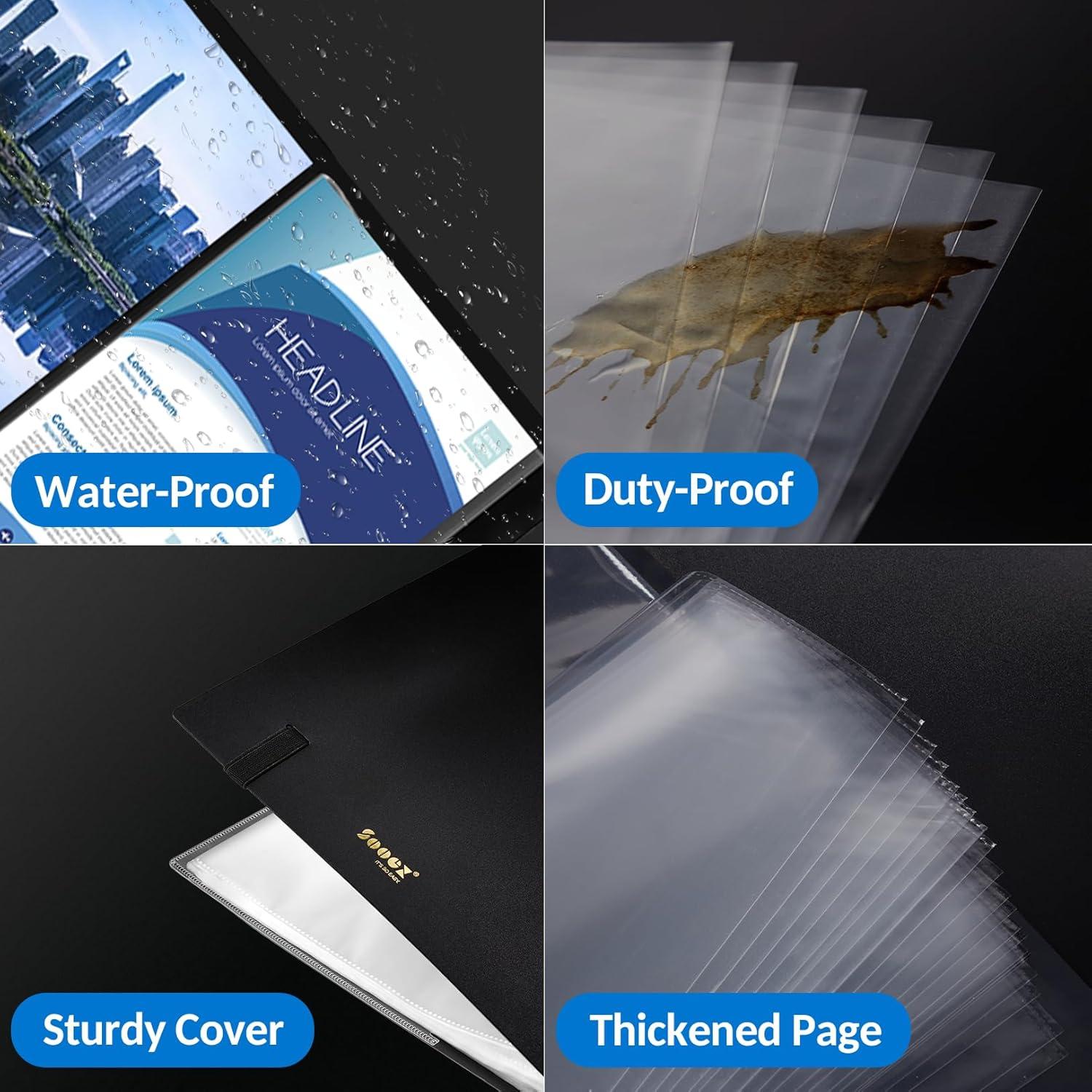 imageSooez Art Portfolio 9quotx12quot 72 Pockets Large Portfolio Folder Display 144 Pages Heavy Duty Binder with Plastic SleevesampampElastic Band Presentation Book with Clear Sheet Protector for Artwork OrganizerBlue