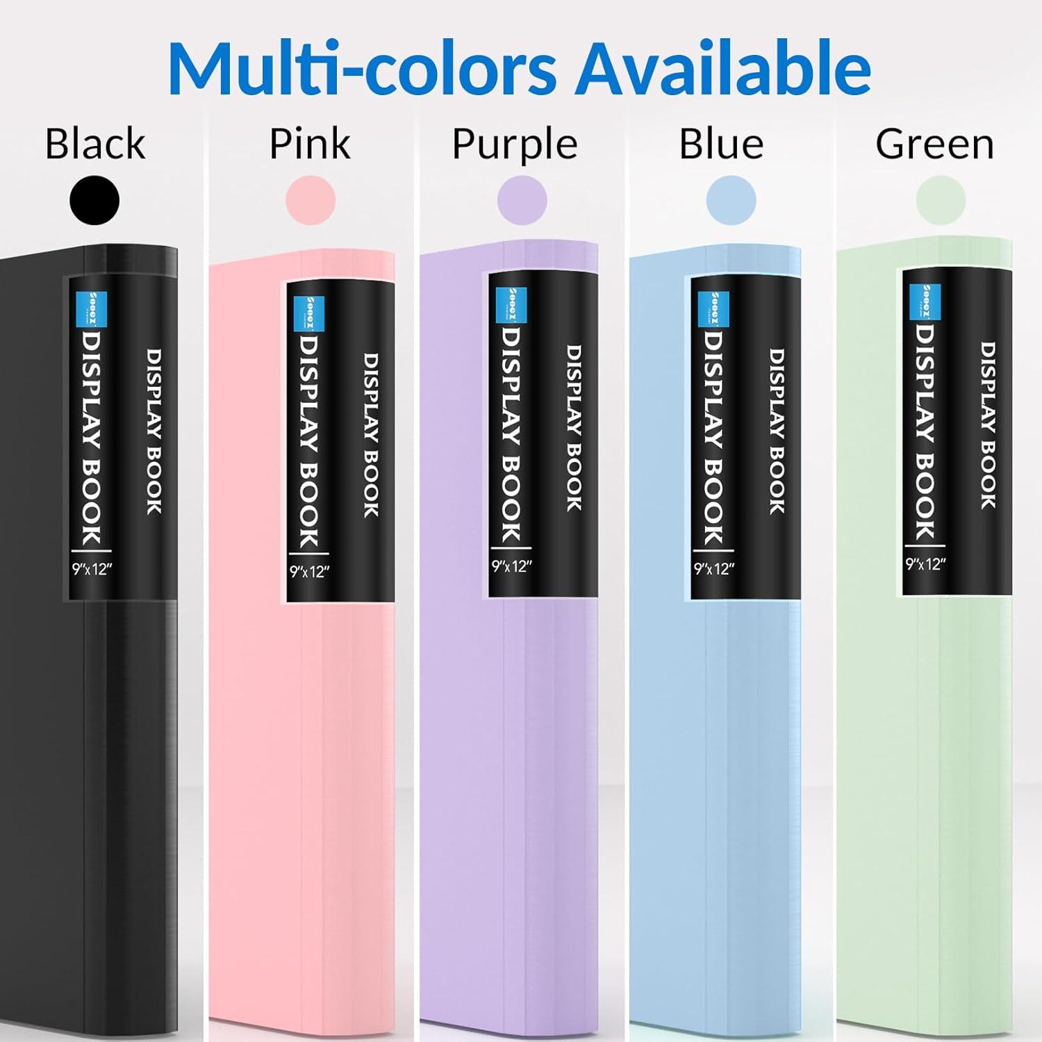 imageSooez Art Portfolio 9quotx12quot 72 Pockets Large Portfolio Folder Display 144 Pages Heavy Duty Binder with Plastic SleevesampampElastic Band Presentation Book with Clear Sheet Protector for Artwork OrganizerBlack