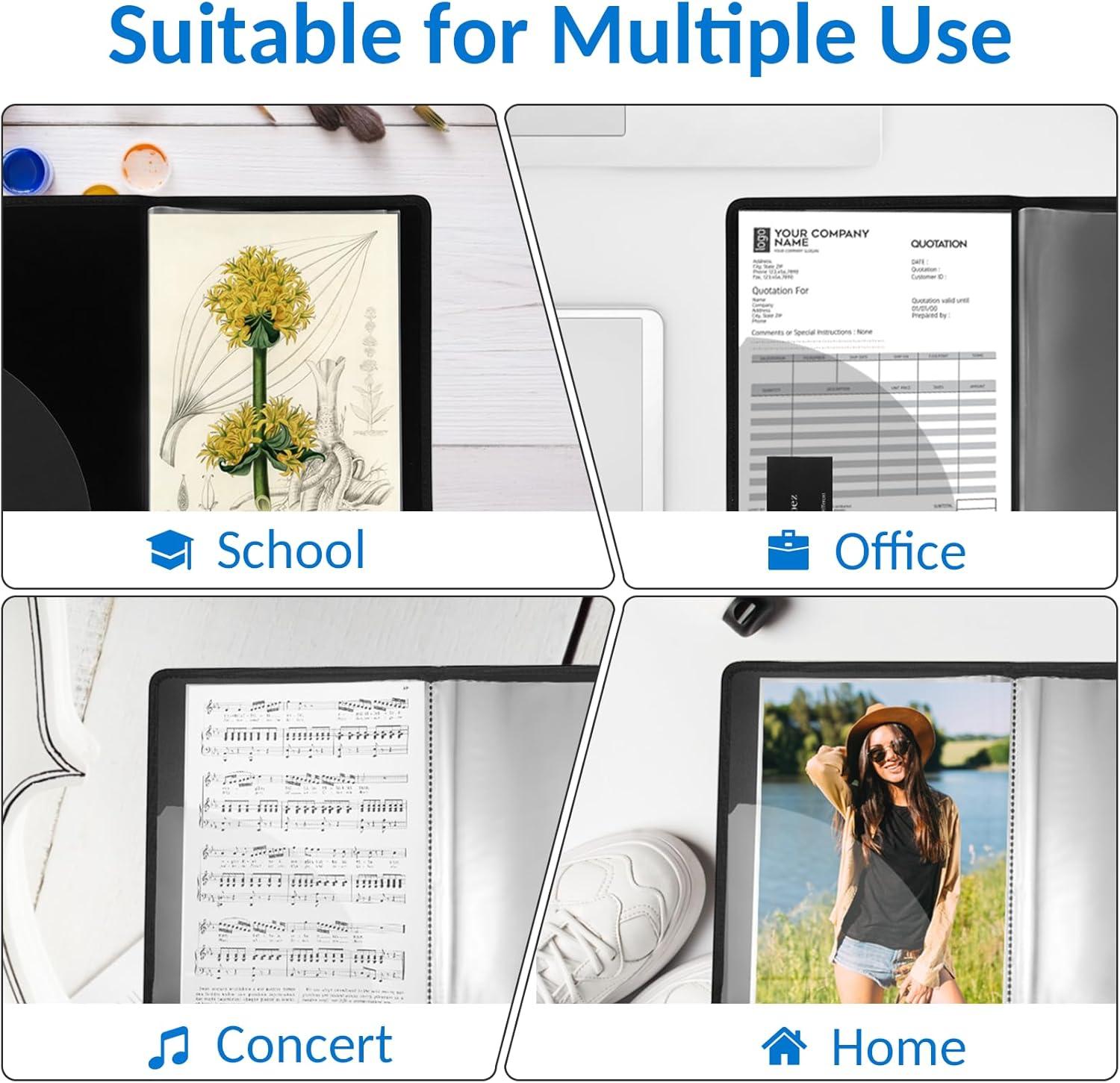 imageSooez Art Portfolio 9quotx12quot 72 Pockets Large Portfolio Folder Display 144 Pages Heavy Duty Binder with Plastic SleevesampampElastic Band Presentation Book with Clear Sheet Protector for Artwork OrganizerPink