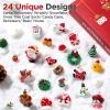 imageMini Christmas Ornaments Sooez Set of 24 Cute Miniature Resin Christmas Tree Ornament Figures Advent Calendar Fillers Durable ampamp WellCrafted 3D Figurines with Gold Loops for Easy HangingAssorted 24 Designs