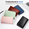 imageSooez ZipEnclosed Business Card Holder Organizer Professional Credit Card Case Book for Women Men 240 Capacity Premium Vegan Leather Gift Card Organizer Storage File Business Card Wallet PinkDark Blue