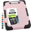 image:imageSooez Toughest Clipboard with Storage Internal Pen Pouch Included Letter A4 Size Shockproof Heavy Duty Plastic Clip Boards 85x11 High Capacity Clipboards Box Case for Contractor Trucker DriverPink With Black Corner