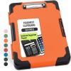 image:imageSooez Toughest Clipboard with Storage Internal Pen Pouch Included Letter A4 Size Shockproof Heavy Duty Plastic Clip Boards 85x11 High Capacity Clipboards Box Case for Contractor Trucker DriverOrange With Black Corner
