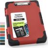 image:imageSooez Toughest Clipboard with Storage Internal Pen Pouch Included Letter A4 Size Shockproof Heavy Duty Plastic Clip Boards 85x11 High Capacity Clipboards Box Case for Contractor Trucker DriverRed With Black Corner