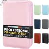 image:imageSooez ZipEnclosed Business Card Holder Organizer Professional Credit Card Case Book for Women Men 240 Capacity Premium Vegan Leather Gift Card Organizer Storage Business Card Wallet BrownLight Pink